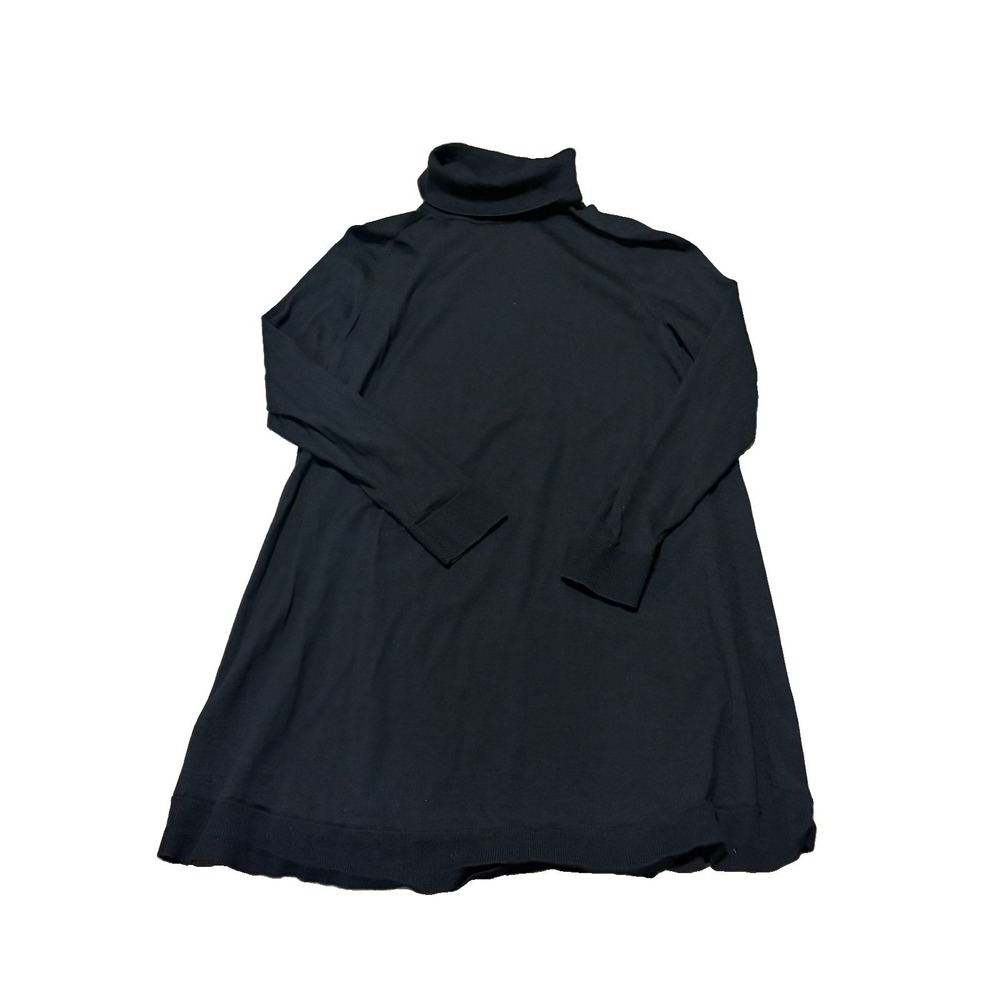COS Womens L Wool Turtle Neck Knit Tunic Mini Dress Black Minimal Quiet Luxury